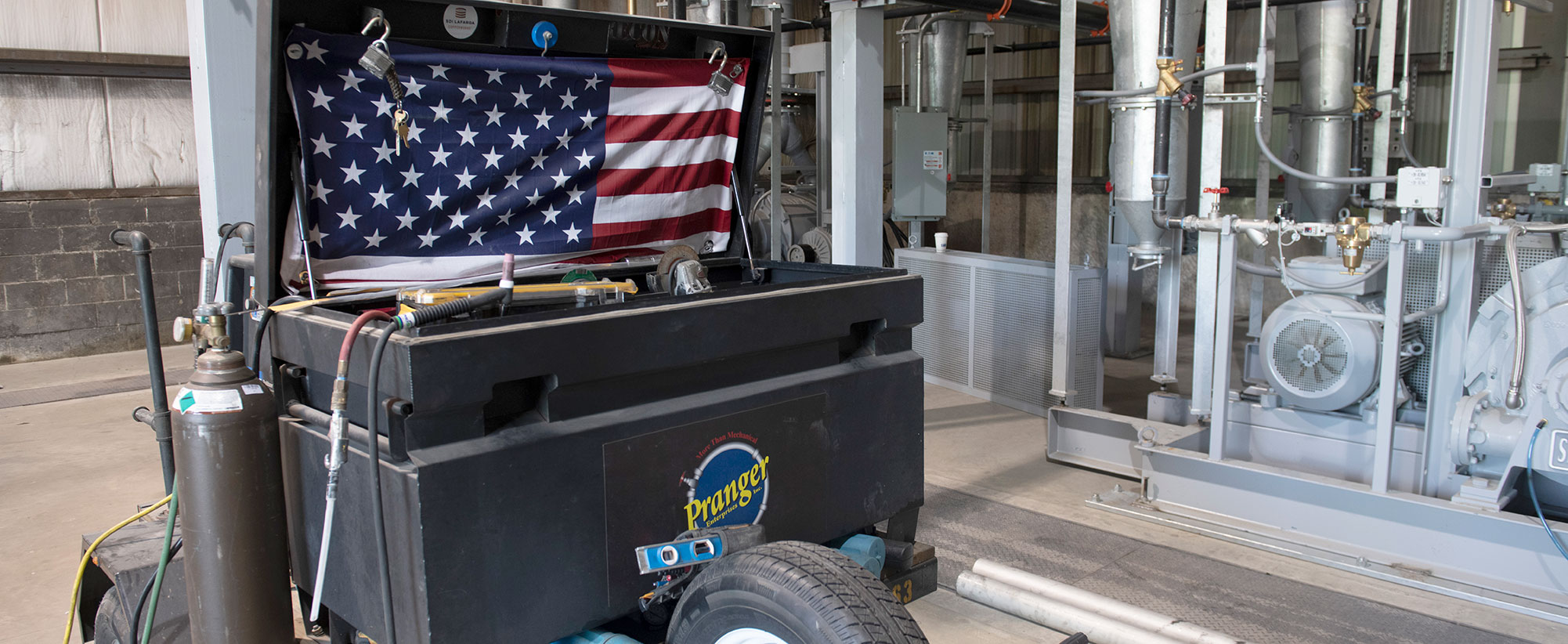 Pranger Enterprises employee welding in the shop